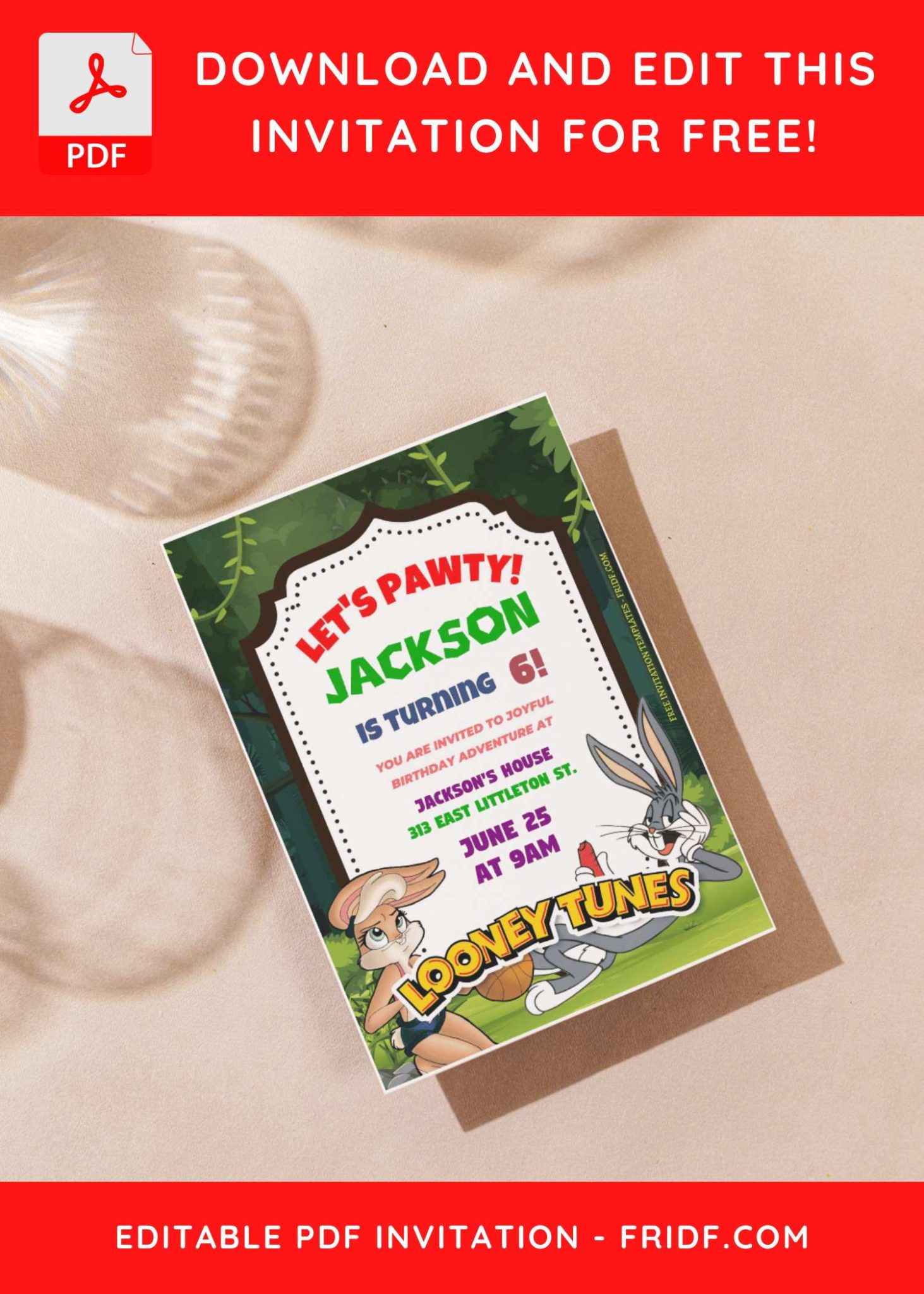 Free Editable Pdf Lovely Looney Tunes Squad Birthday Invitation Templates