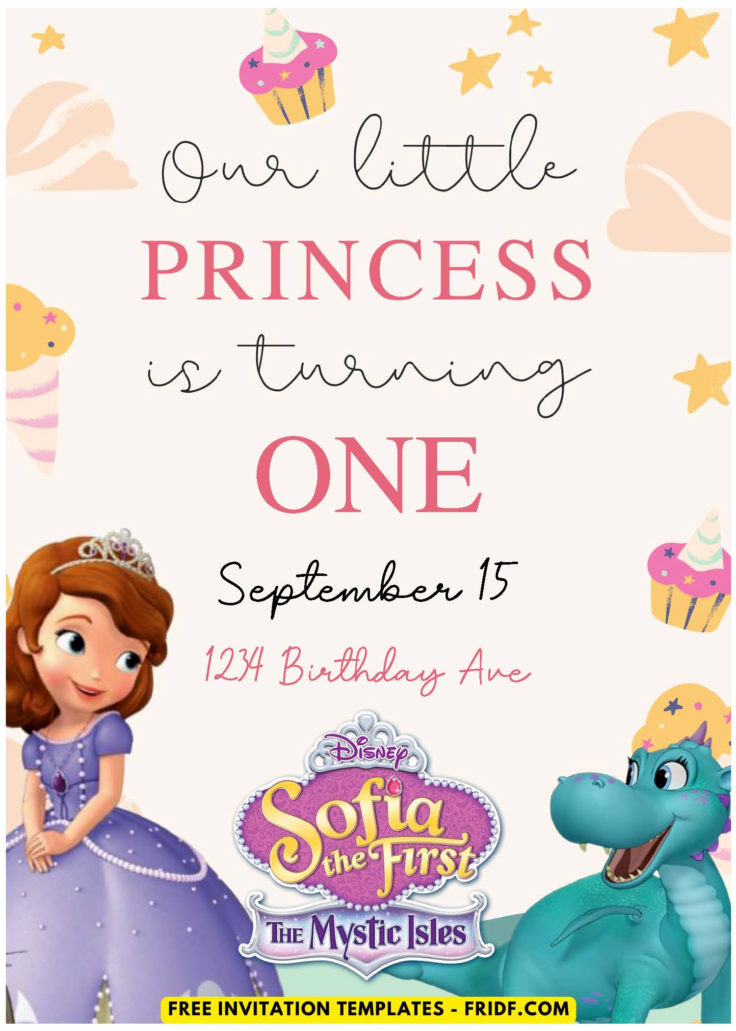 Easily Edit Pdf Invitation Twinkling Cute Sofia Birthday Invitation