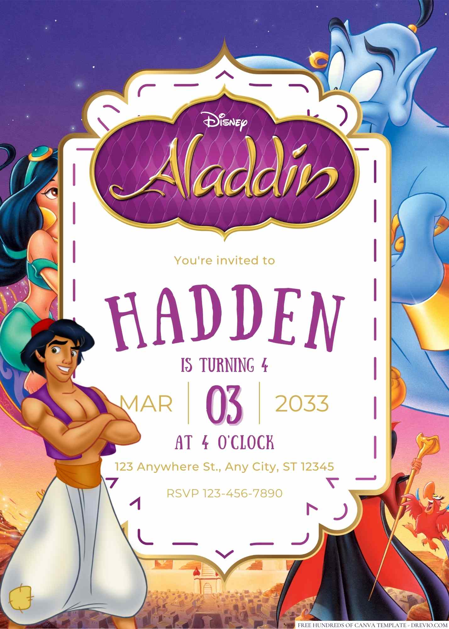 Aladdin Birthday Invitation