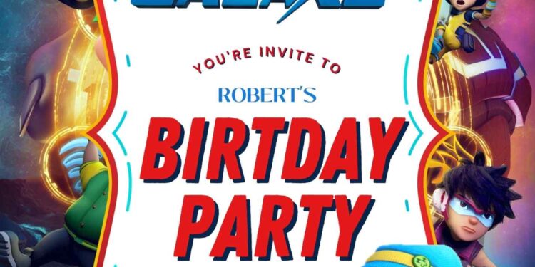 Boboiboy Galaxy Birthday Invitation