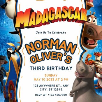 FREE Madagascar Birthday Invitation Templates