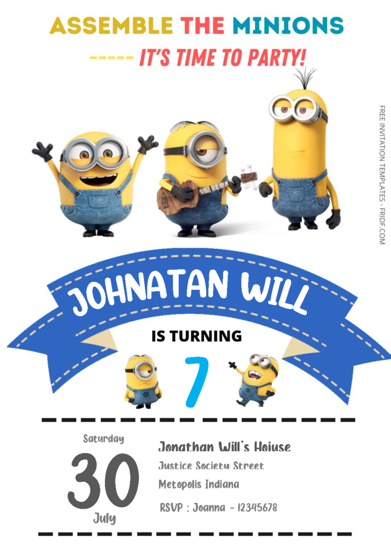 Free Editable Word - Minions Birthday Invitation Templates