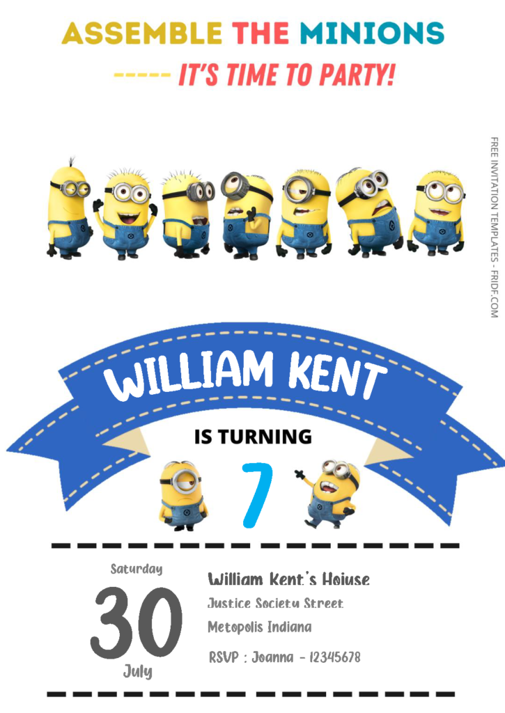 Free Editable Word - Minions Birthday Invitation Templates