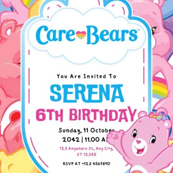 Free Care Bears Birthday Invitation Templates