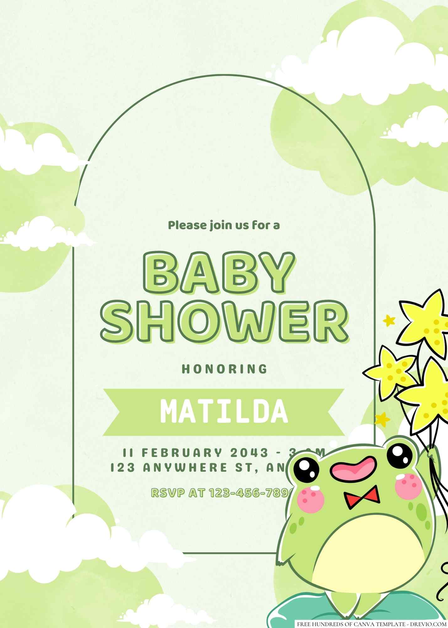 FREE Editable Little Frog Baby Shower Invitation