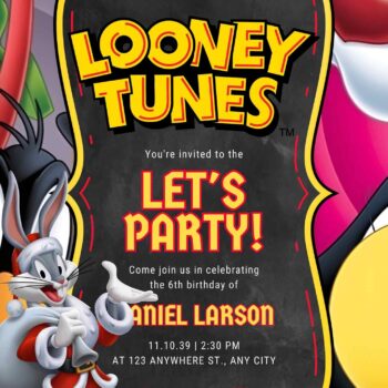 FREE Looney Tunes Birthday Invitation Templates - FRIDF