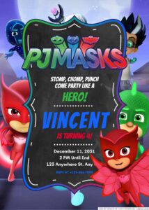 FREE PJ Masks Birthday Invitation Templates - FRIDF