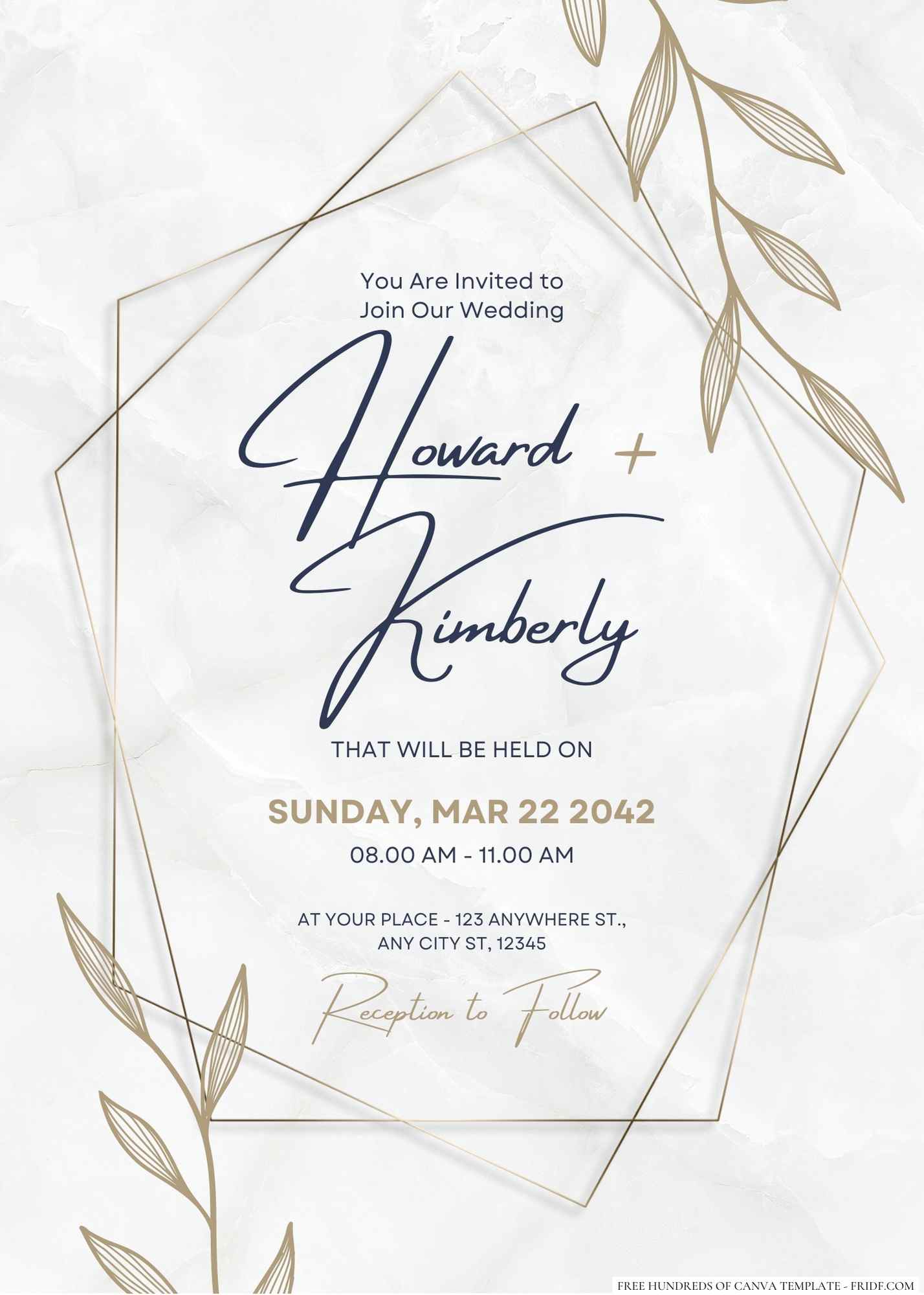 Elegant Marble Wedding Invitation Templates - FRIDF - Download Free PDF ...