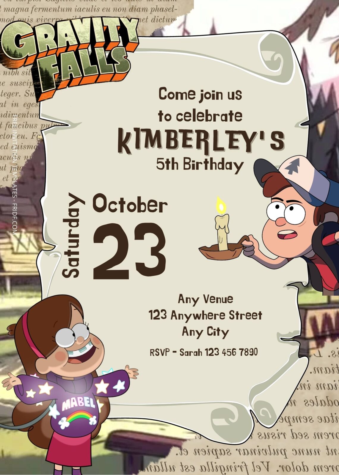 FREE Gravity Falls Birthday Invitation Templates - FRIDF