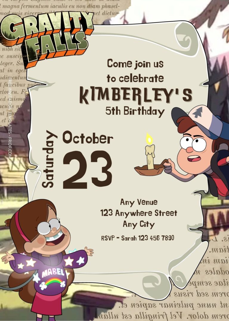 FREE Gravity Falls Birthday Invitation Templates