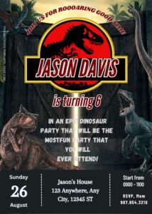 FREE Jurassic World Dinosaur Party Birthday Invitation Templates Nine