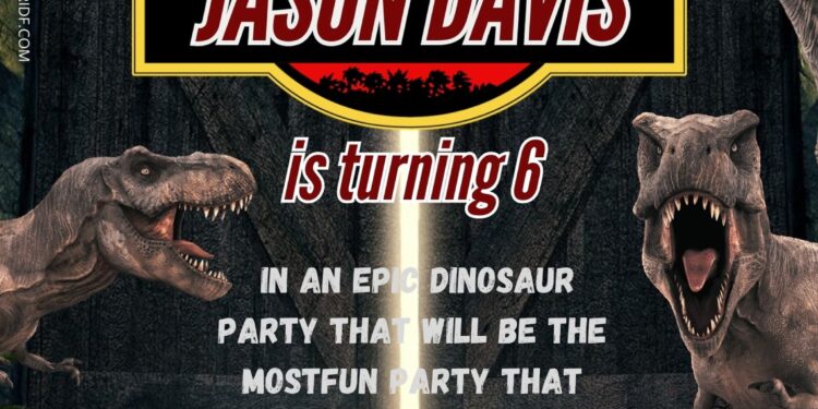 FREE Jurassic World Dinosaur Party Birthday Invitation Templates Thirteen