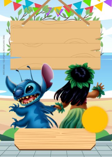 FREE Lilo & Stitch Beach Party Birthday Invitation Templates - FRIDF