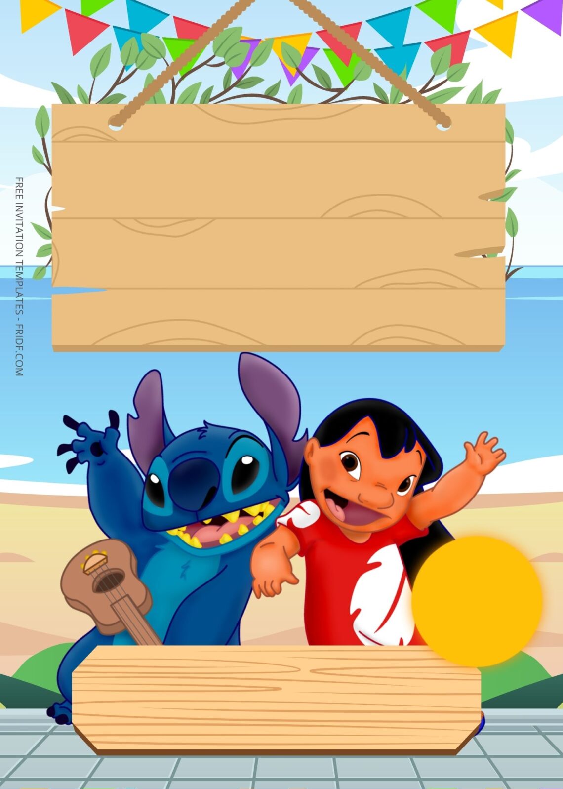 Free Lilo & Stitch Beach Party Birthday Invitation Templates - Fridf 