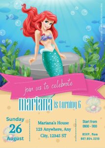FREE Little Mermaid Underwater Birthday Invitation Templates Seven