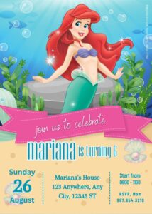 FREE Little Mermaid Underwater Birthday Invitation Templates Thirteen