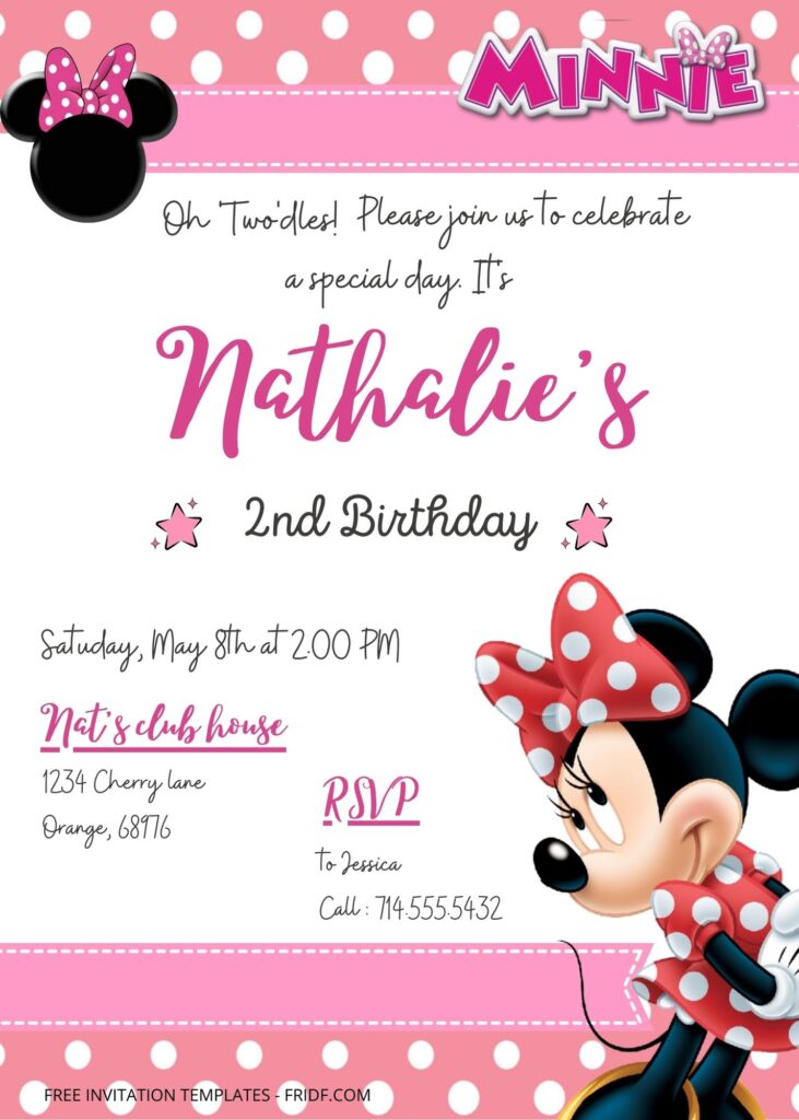 FREE Minnie Mouse Birthday Invitation Templates - FRIDF - Download Free ...