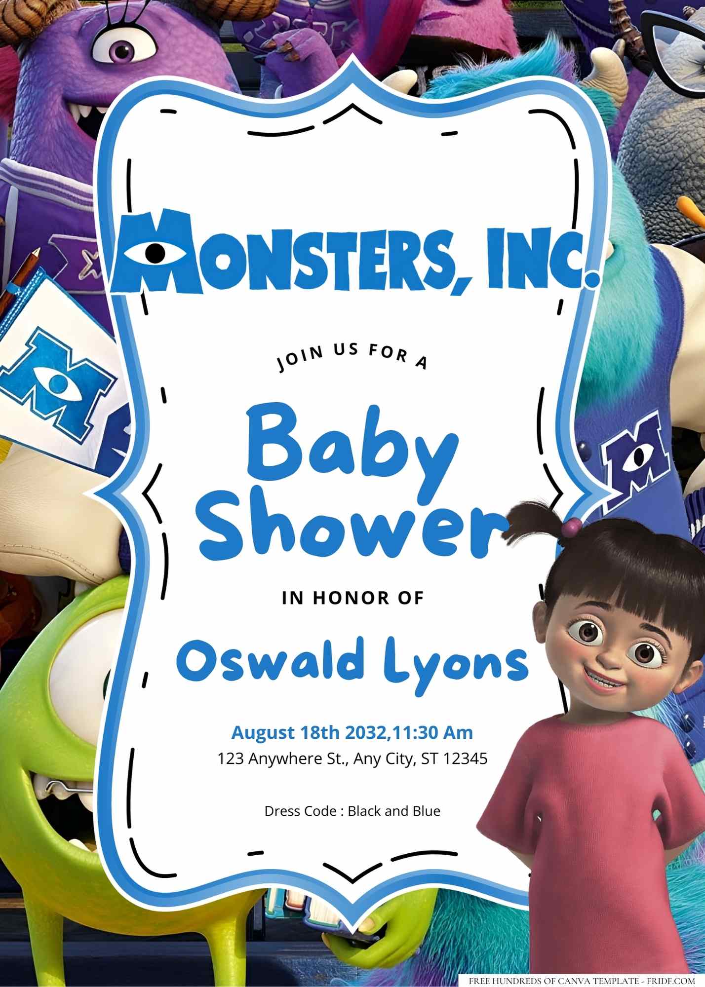 Monsters, Inc. Baby Shower Invitation Templates - FRIDF - Download Free ...