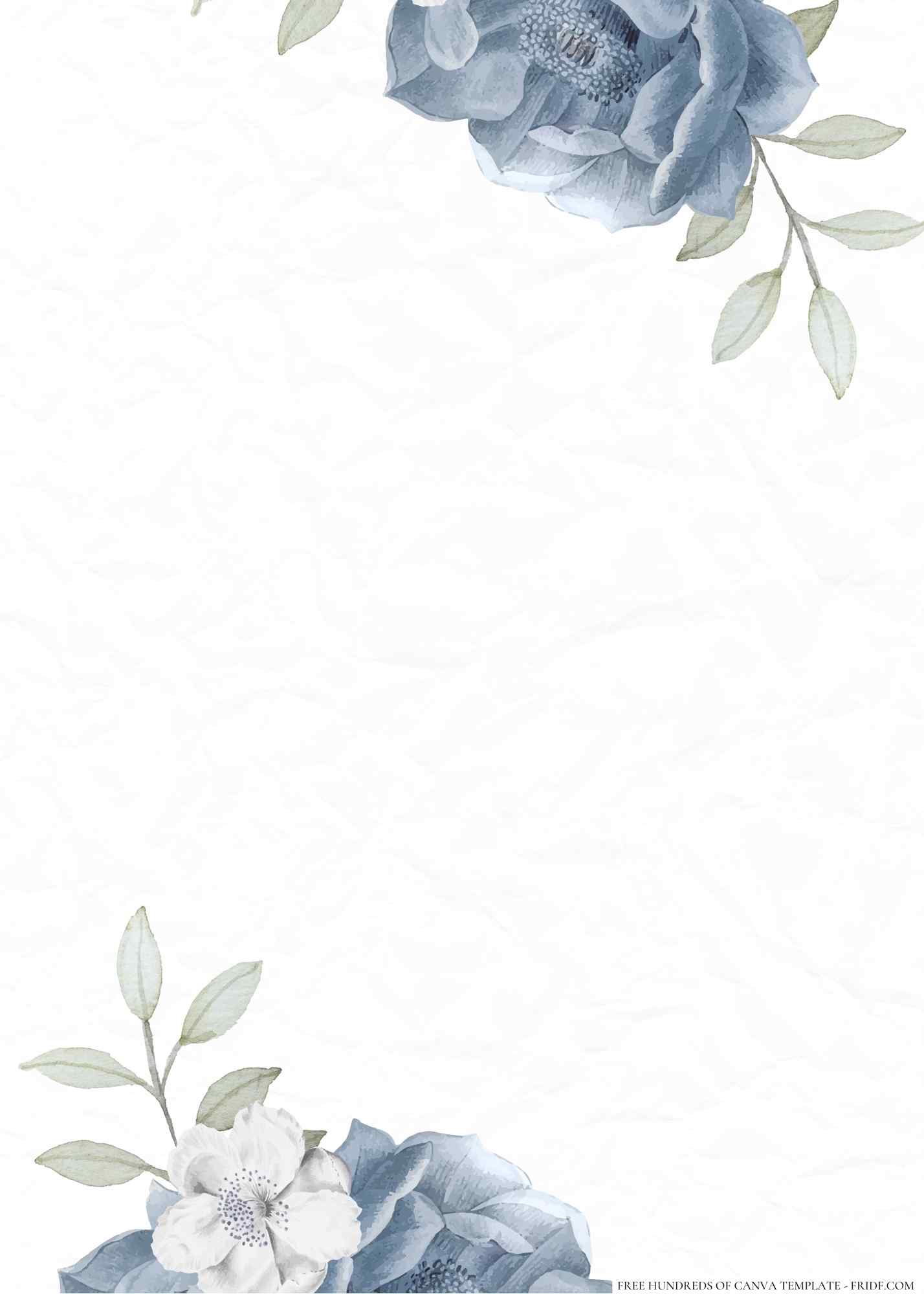 Navy Blue Floral Wedding Invitation Templates - FRIDF - Download Free ...