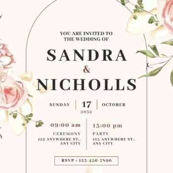 Pale Brown White Wedding Invitation Templates - FRIDF