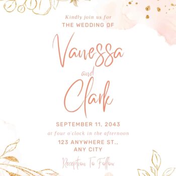 Pink Rose Gold Watercolor Wedding Invitation Templates - FRIDF