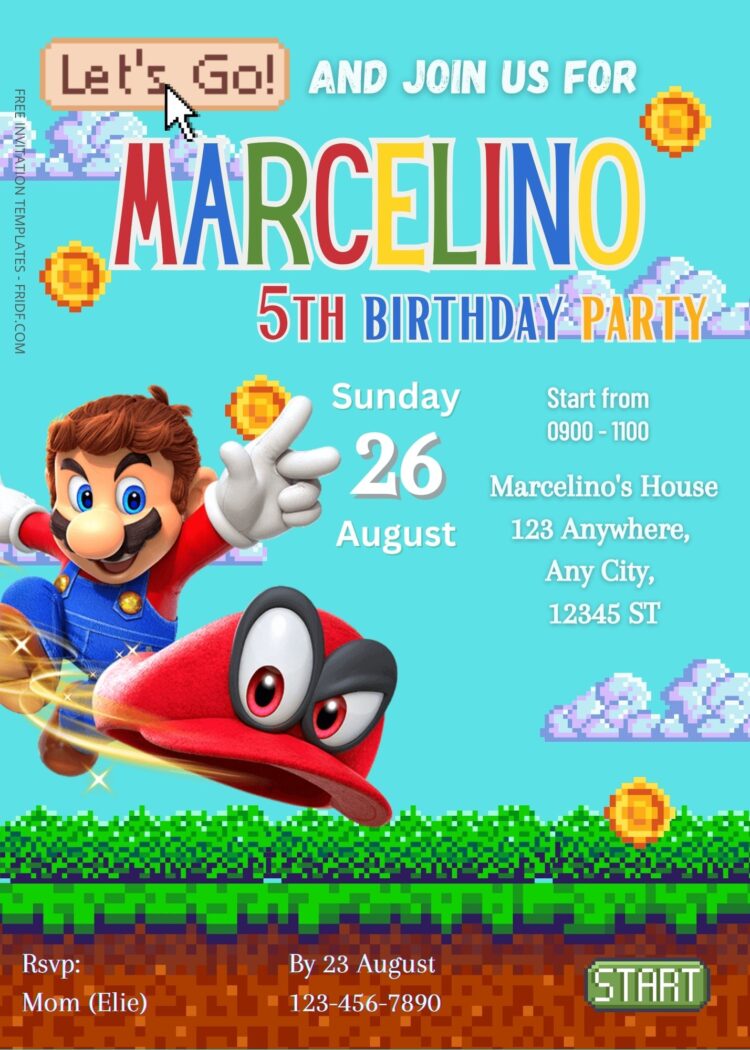 FREE Super Mario Birthday Invitation Templates - FRIDF