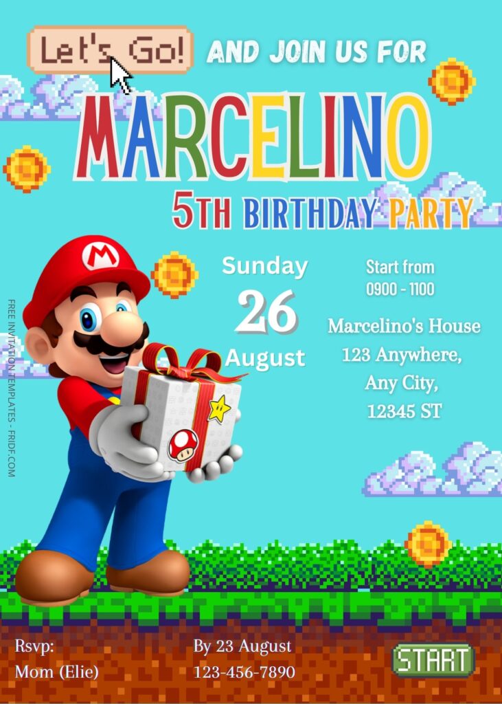 FREE Super Mario Birthday Invitation Templates - FRIDF