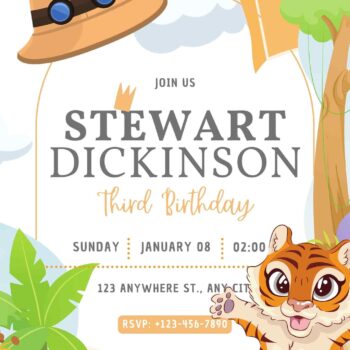 Wild Animals Safari Birthday Invitation Templates