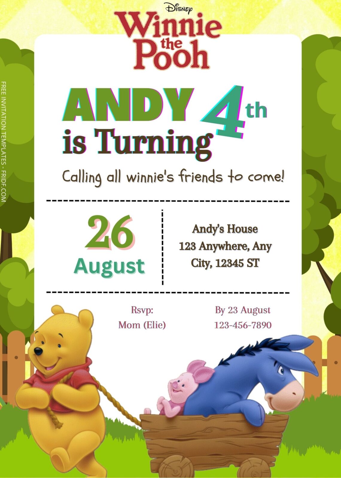 FREE Winnie The Pooh Birthday Invitation Templates - FRIDF