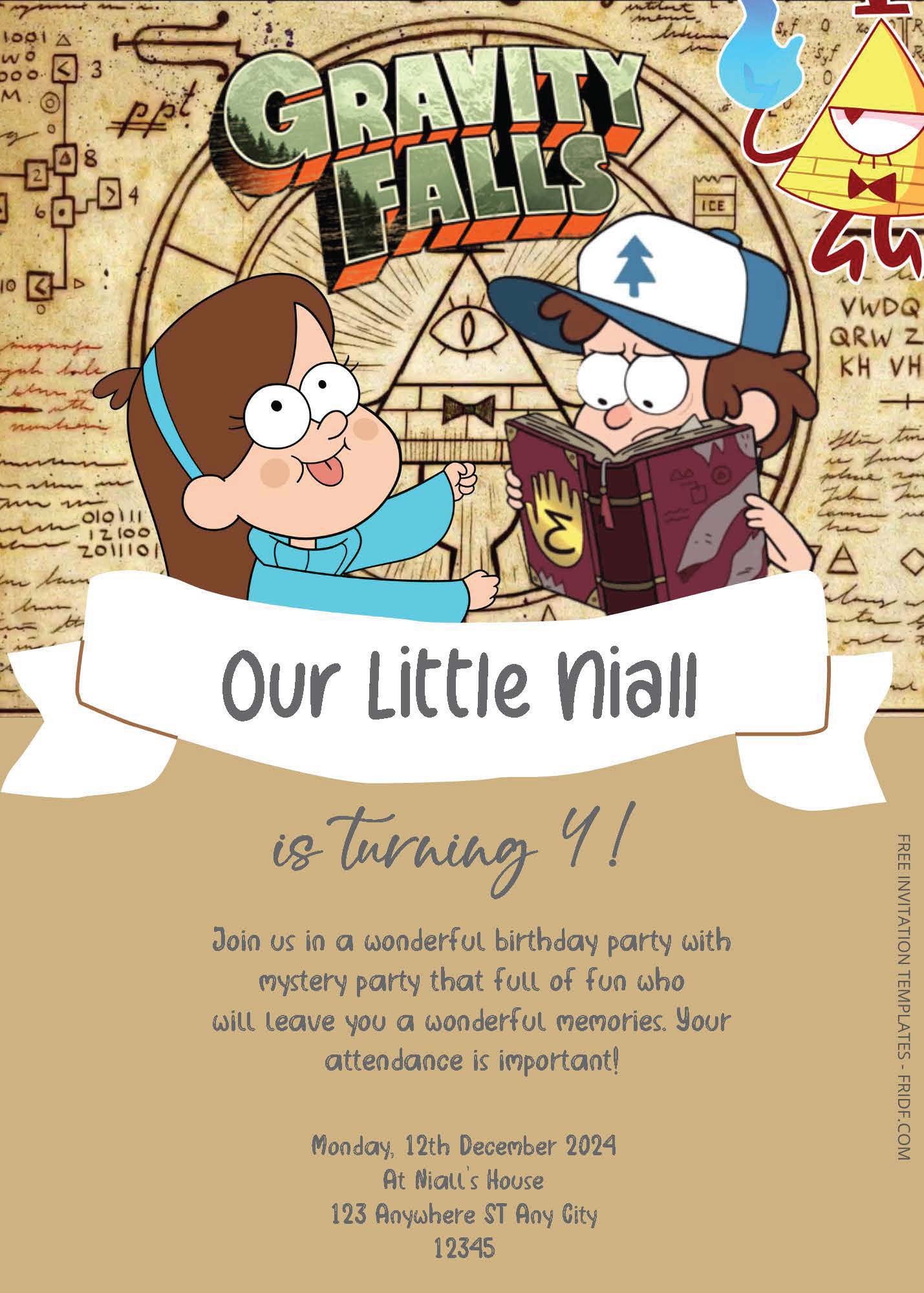 Free Editable Pdf - Gravity Falls Birthday Invitation Templates