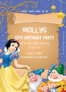 ( Free Editable PDF ) Snow White Birthday Invitation Templates Three