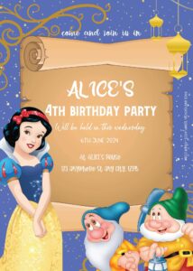 ( Free Editable PDF ) Snow White Birthday Invitation Templates Two