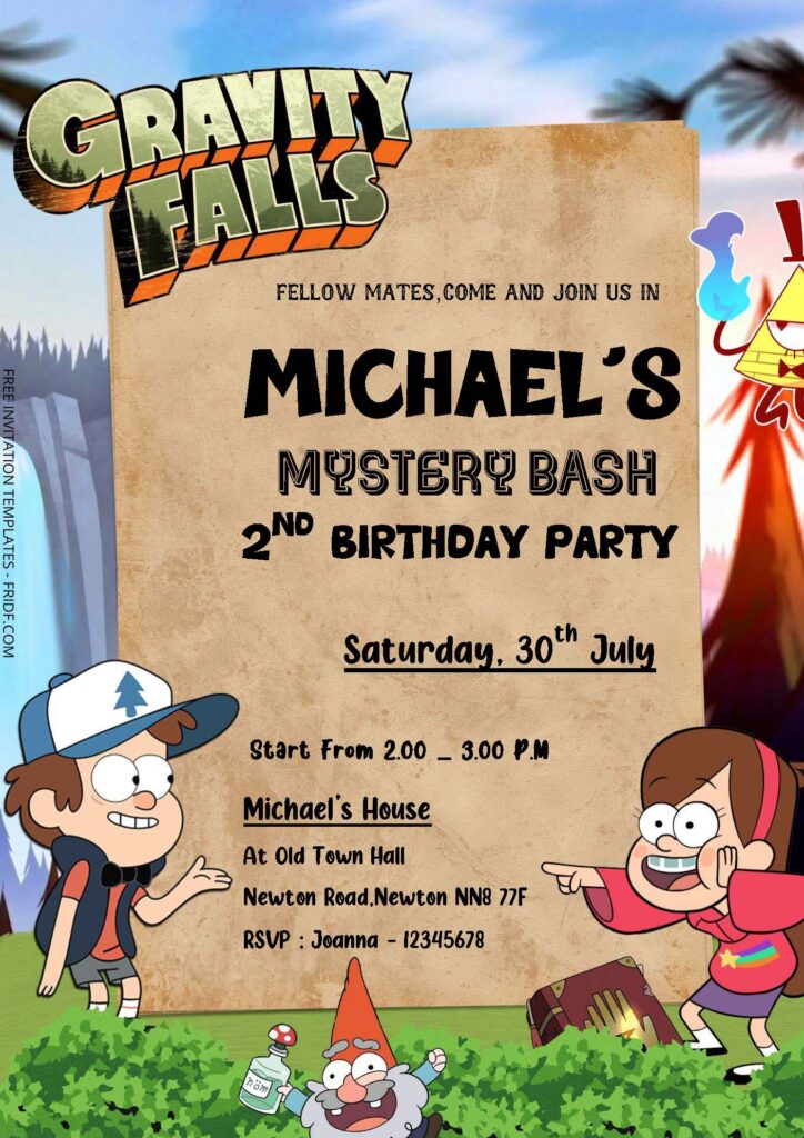 Free Editable Word - Adventure With Gravity Falls Birthday Invitation ...