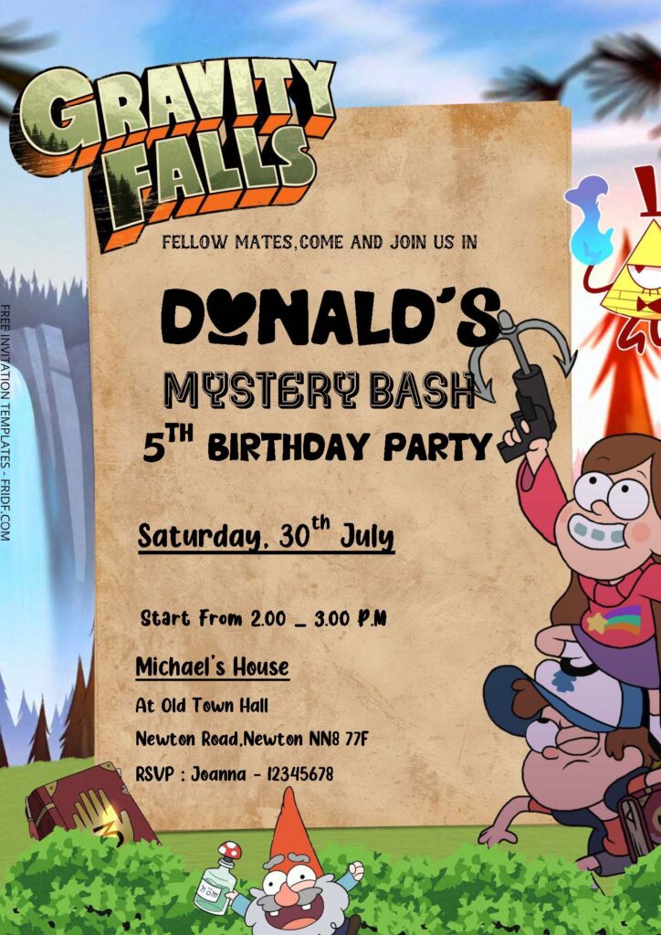 Free Editable Word - Adventure With Gravity Falls Birthday Invitation ...