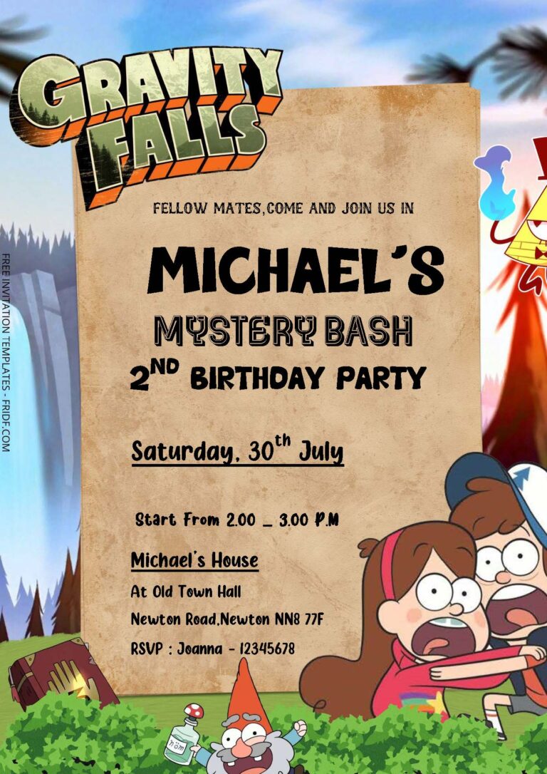 Free Editable Word - Adventure With Gravity Falls Birthday Invitation ...