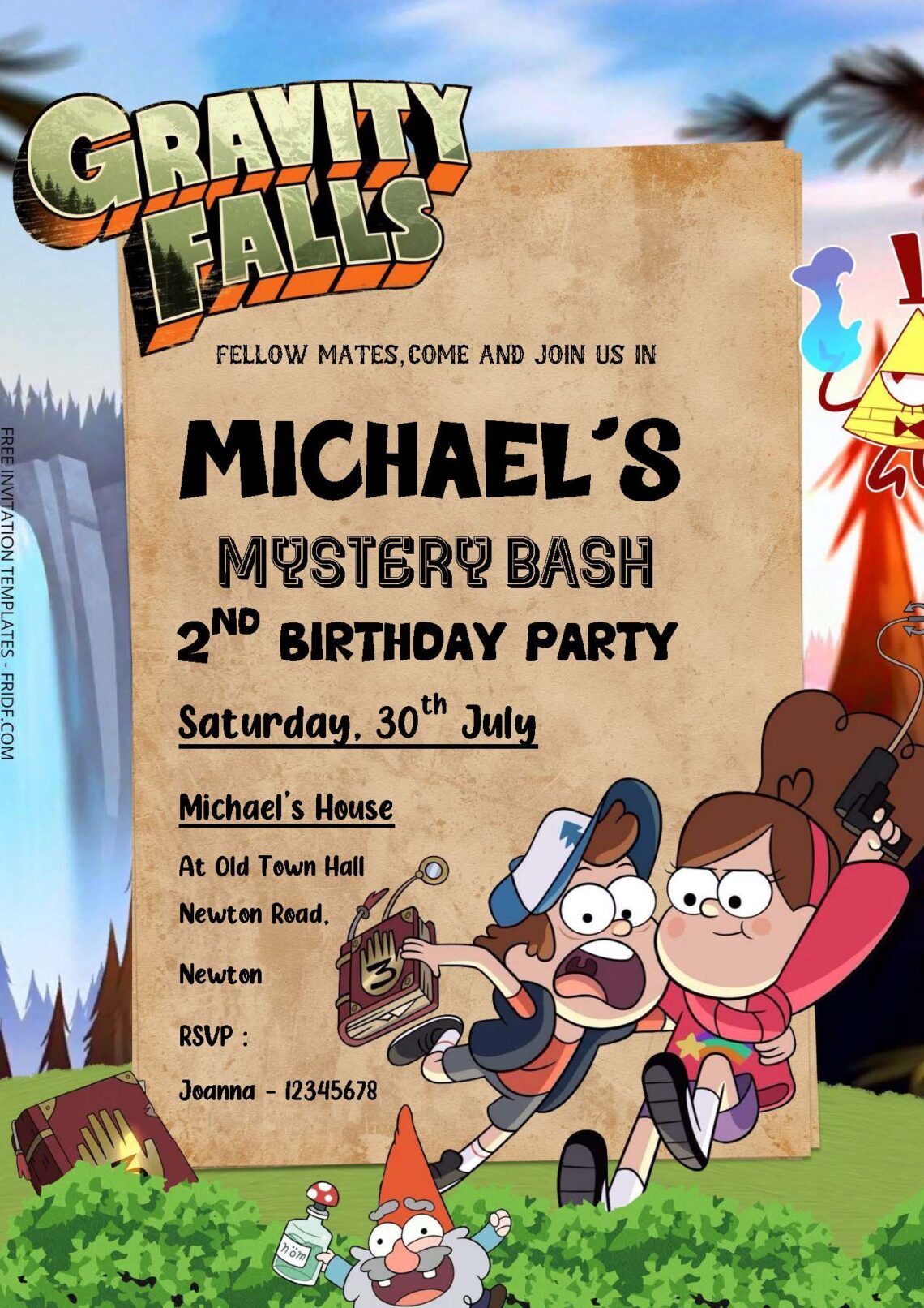 Free Editable Word - Adventure With Gravity Falls Birthday Invitation ...