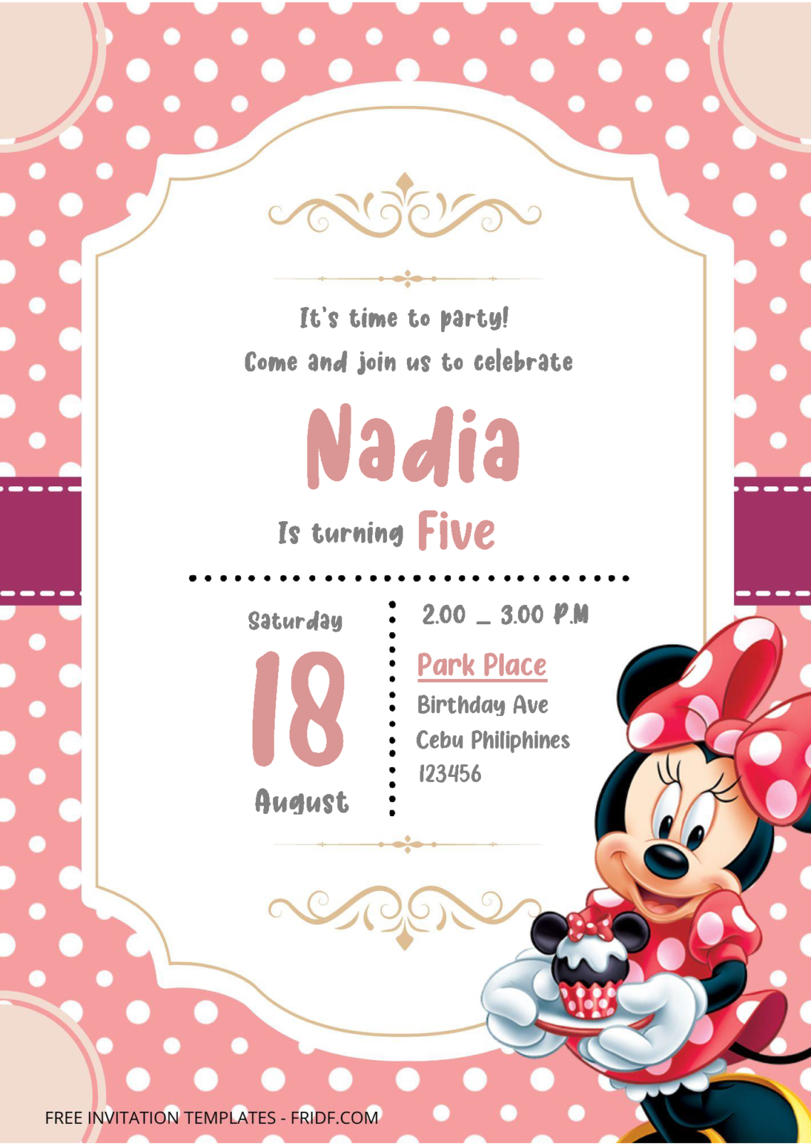 Free Editable Word - Minnie Mouse Birthday Invitation Templates - FRIDF