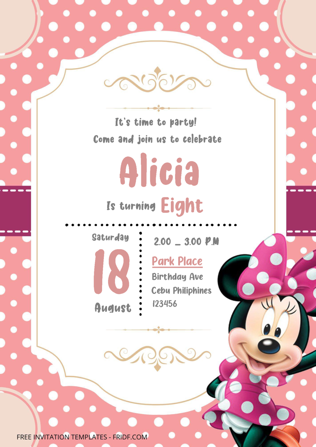 Free Editable Word - Minnie Mouse Birthday Invitation Templates - FRIDF ...