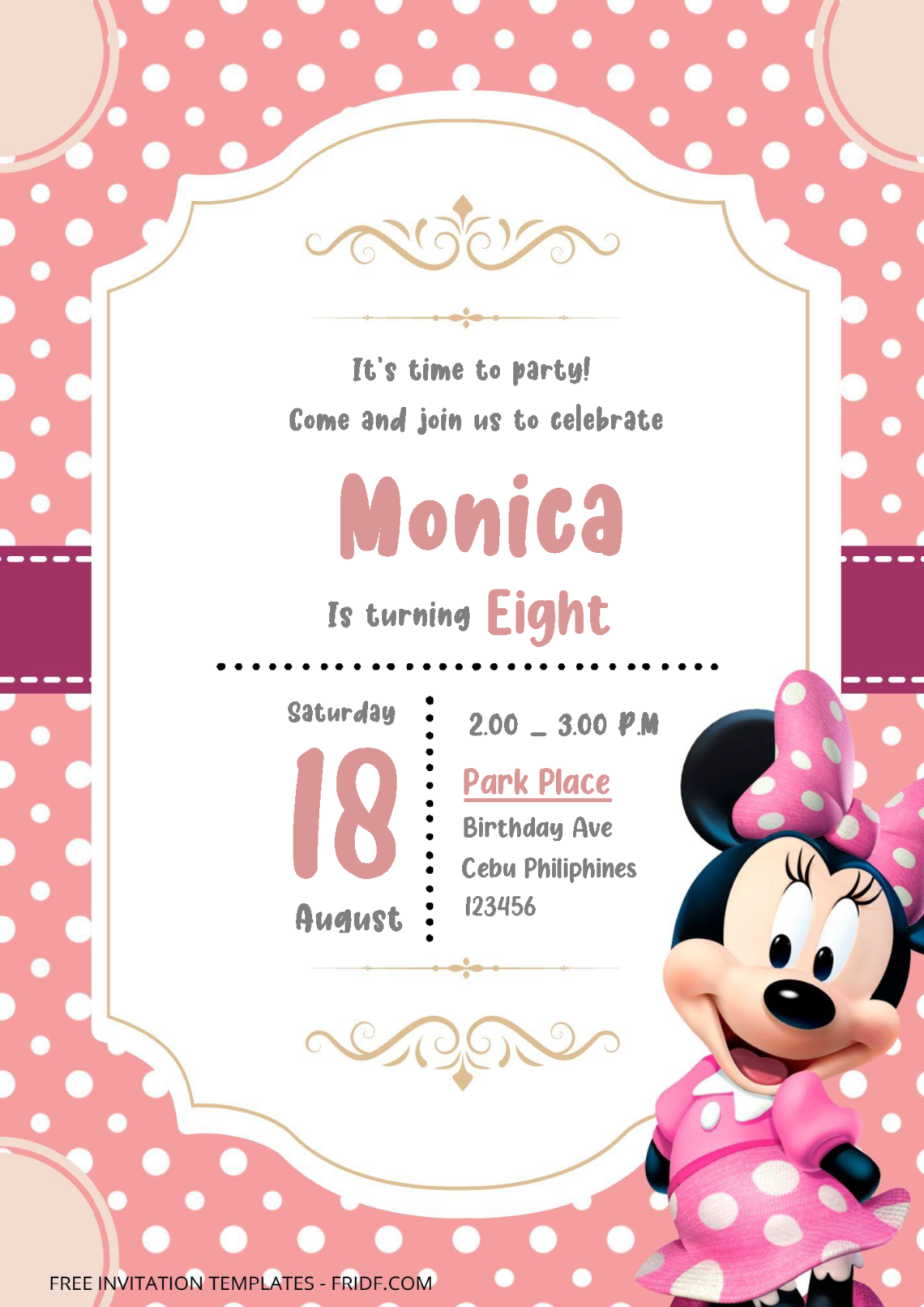 Free Editable Word - Minnie Mouse Birthday Invitation Templates - FRIDF ...