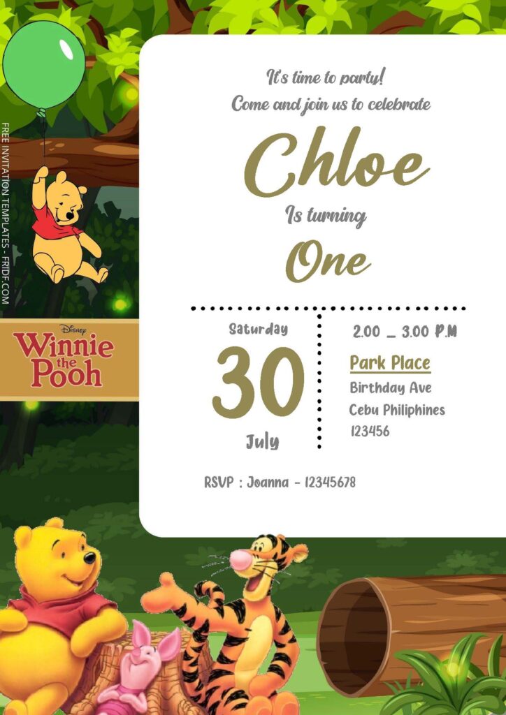 Free Editable Word - Winnie The Pooh Birthday Invitation Templates - Fridf