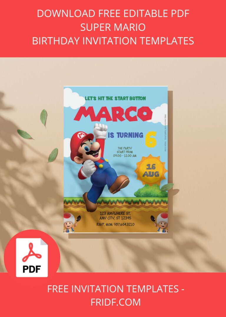 Free Editable PDF - Super Mario Birthday Invitation Templates