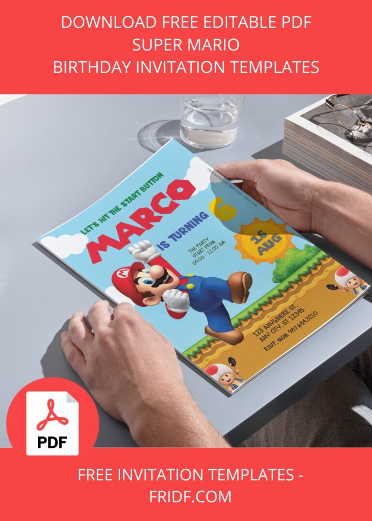 Free Editable PDF - Super Mario Birthday Invitation Templates