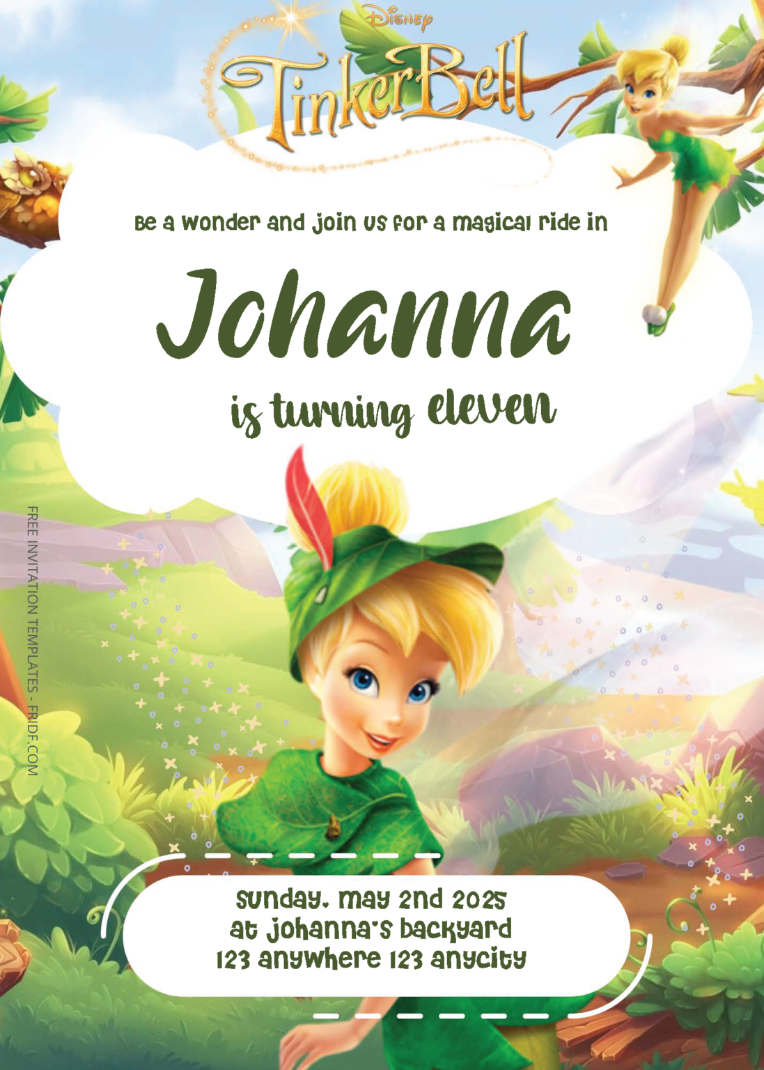 Free Editable PDF - Tinkerbell Birthday Invitation Templates - FRIDF