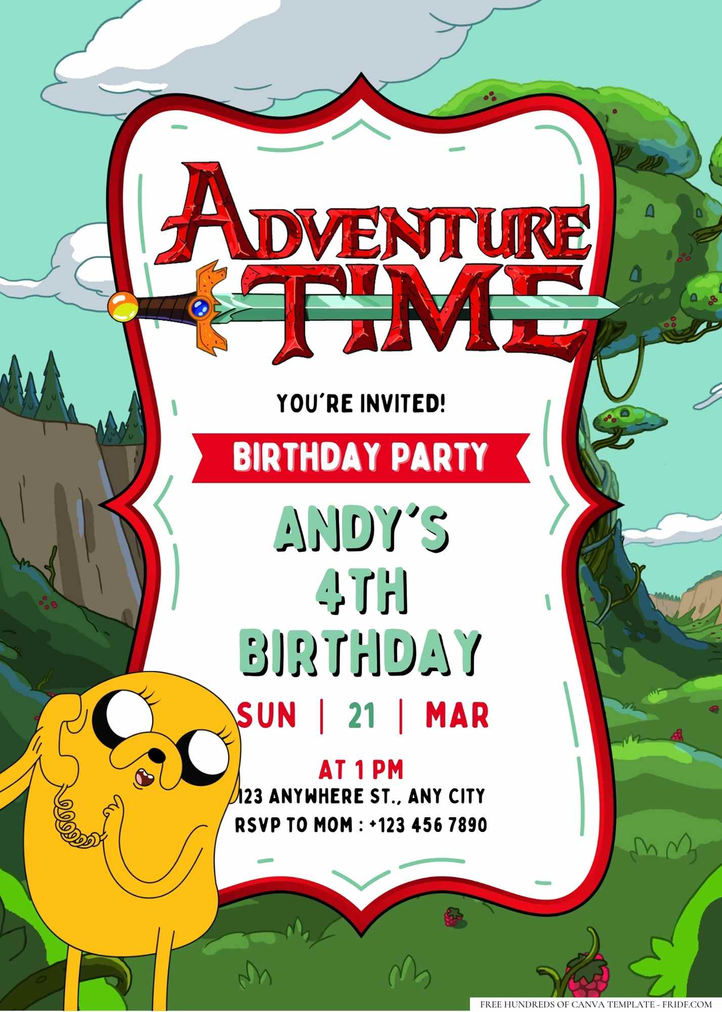 Adventure Time Birthday Invitation Templates - FRIDF - Download Free ...