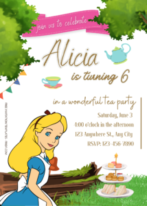 FREE Alice In Wonderland Tea Party Birthday Invitation Templates Nine