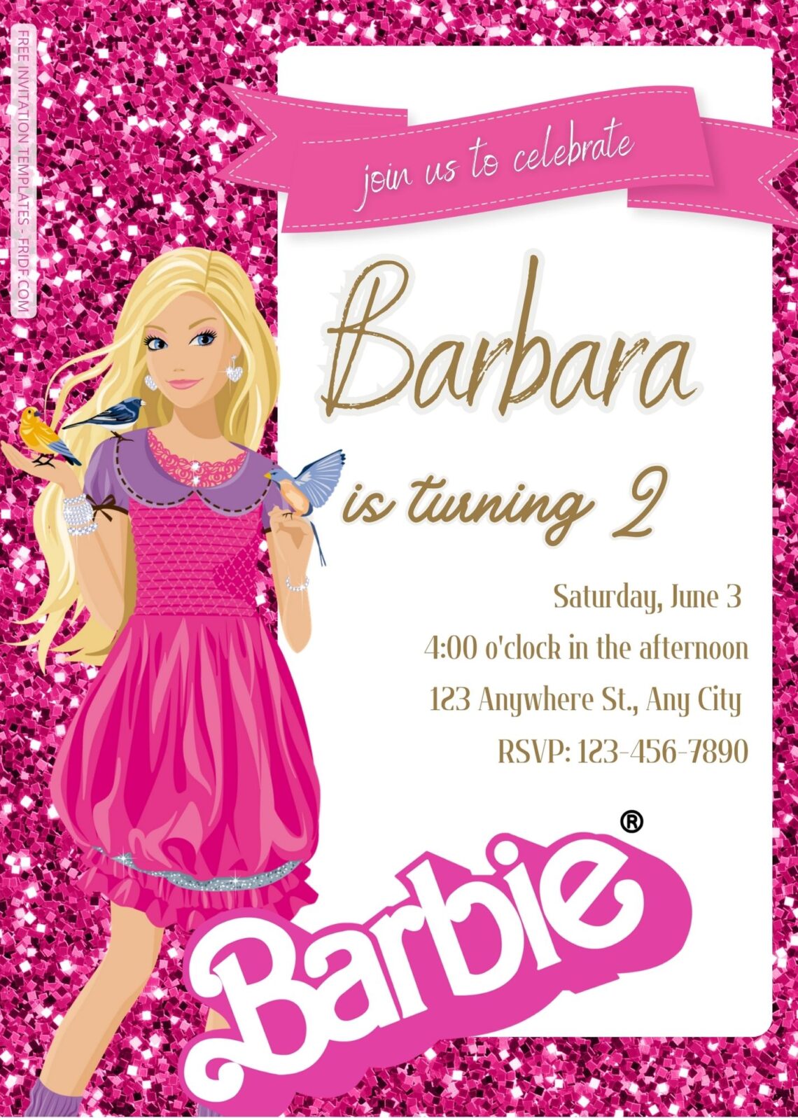 FREE Barbie Pinkie Party Birthday Invitation Templates - FRIDF ...