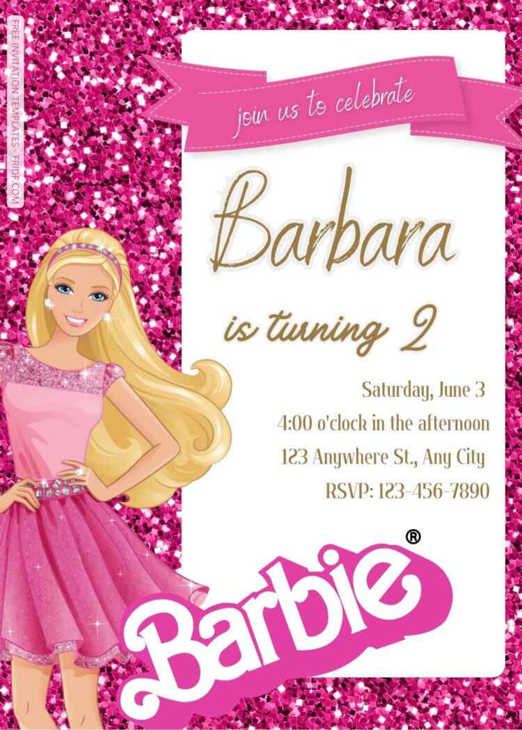 FREE Barbie Pinkie Party Birthday Invitation Templates - FRIDF