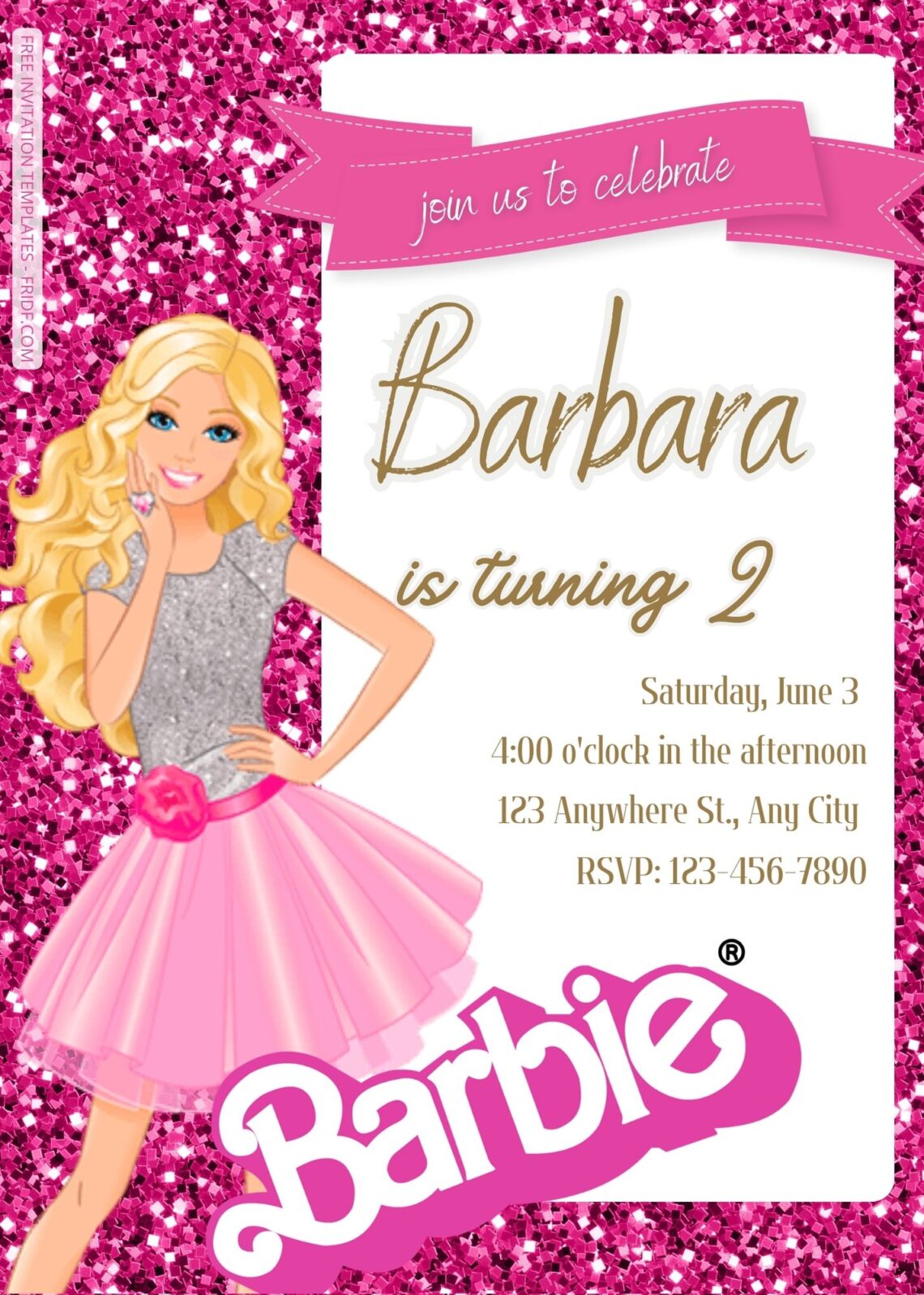 FREE Barbie Pinkie Party Birthday Invitation Templates - FRIDF