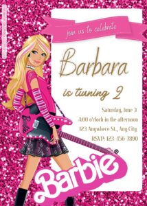 FREE Barbie Pinkie Party Birthday Invitation Templates Thirteen 
