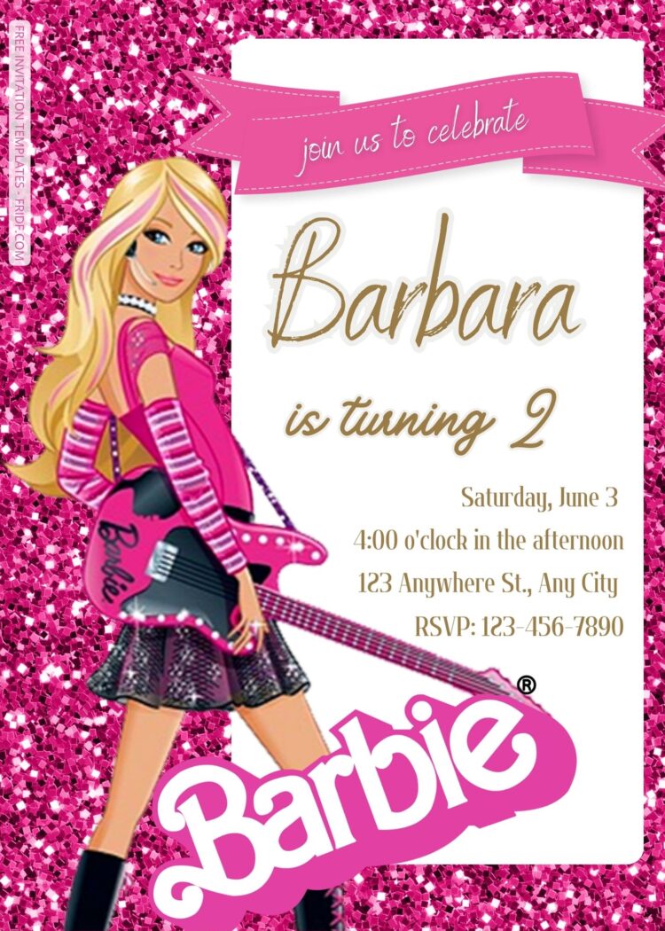 FREE Barbie Pinkie Party Birthday Invitation Templates